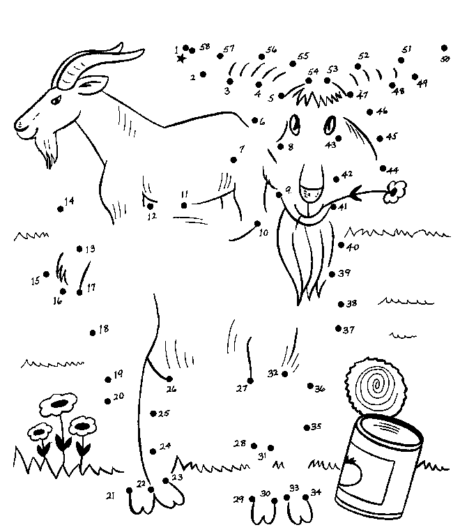 goat printable dot to dot - connect the dots 1-50 numbers