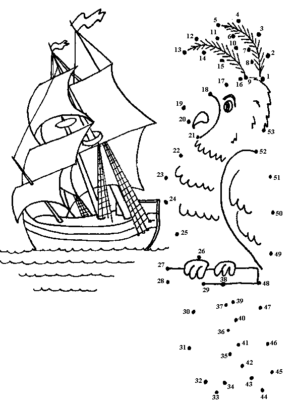 ship printable dot to dot - connect the dots 1-50 numbers