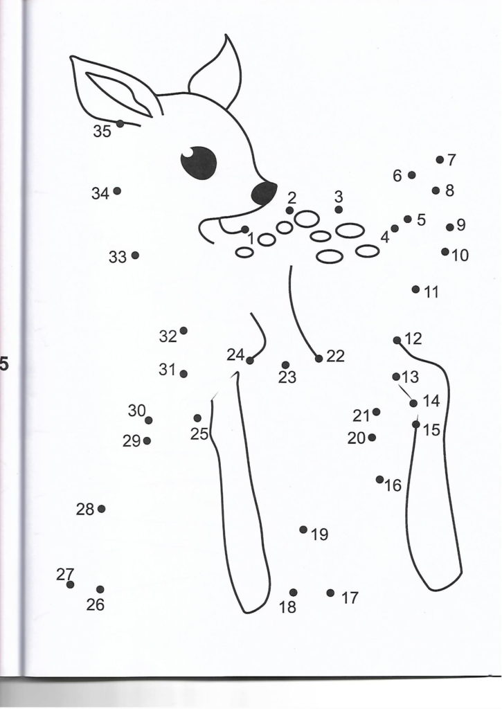 deer animal printable dot to dot – connect the dots numbers-1-35